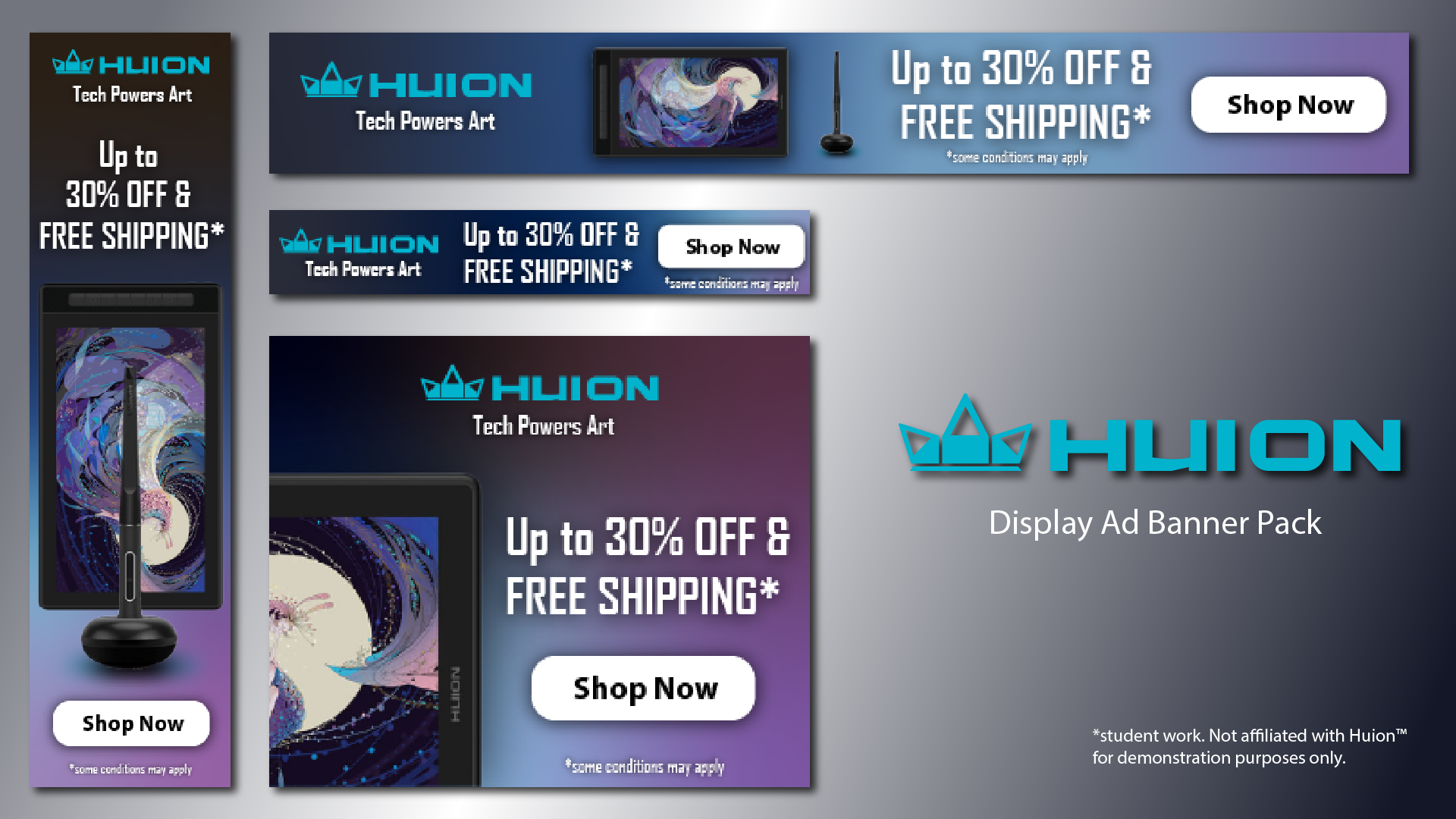 mock ups of a huion display ad banner package